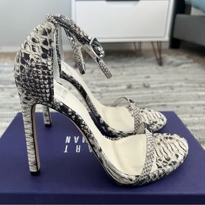 Stuart Weitzman Nudist Sandal Snakeskin Embossed Leather Size 7.5